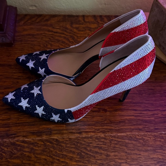 INC International Concepts Red White Blue Heels. - Picture 3 of 5
